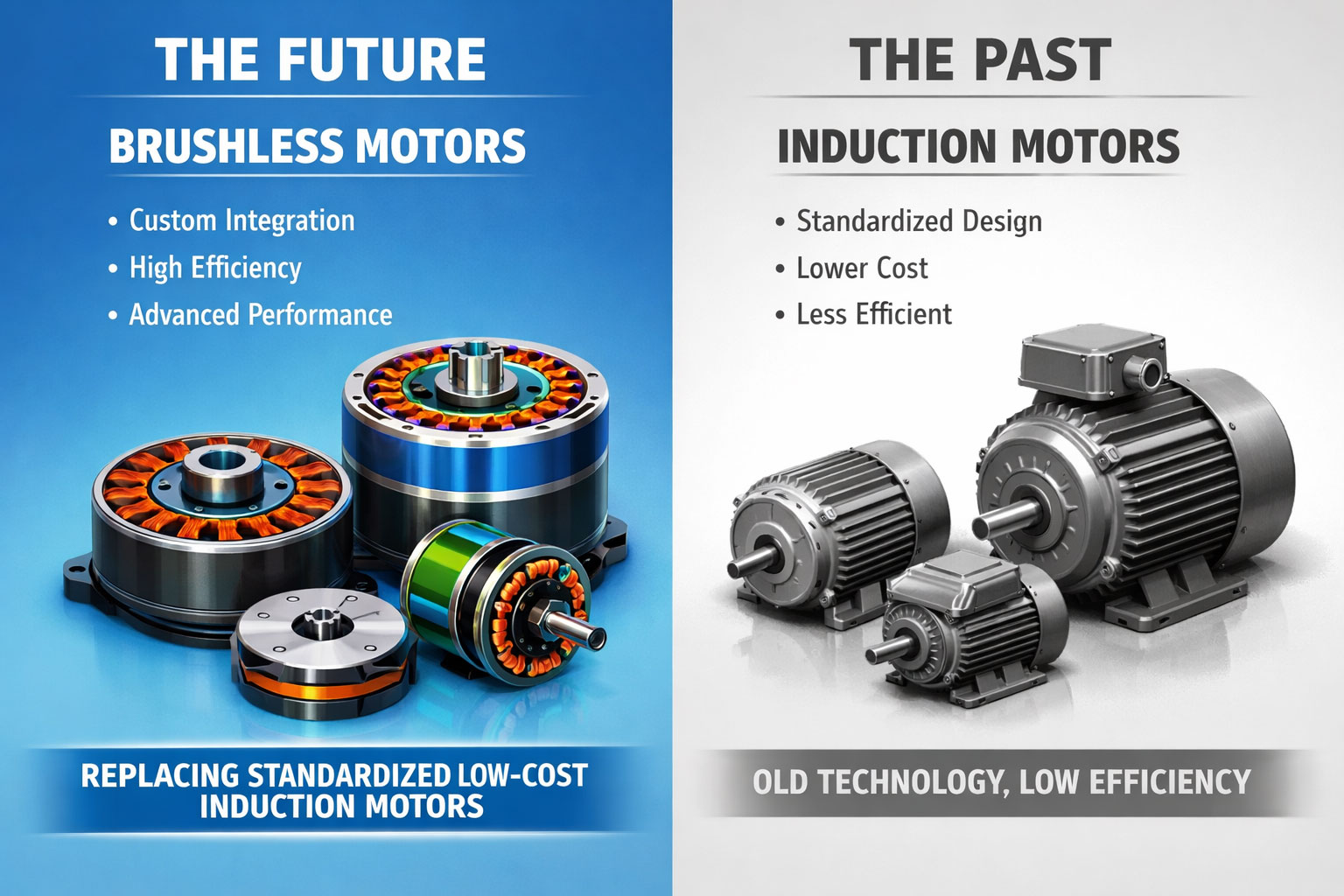 Brushless Motors vs Induction Motors